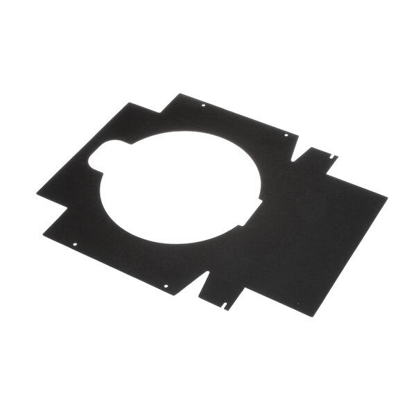 A black plastic square with a circle cut out of it.
