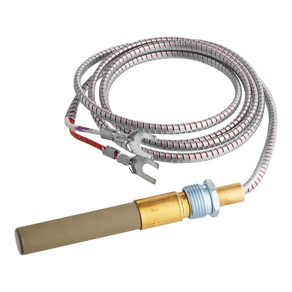 A Frymaster thermopile with a copper wire and metal tube attached.