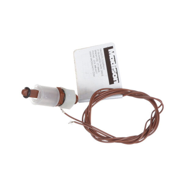 A brown wire with a white plastic connector.