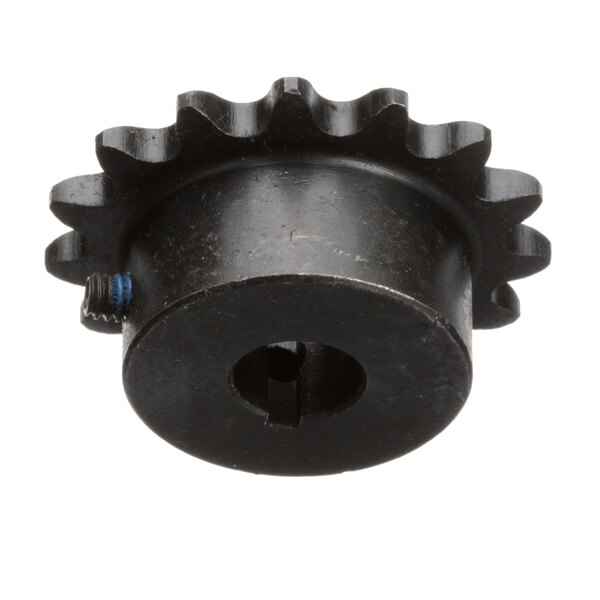 A black metal Nieco sprocket gear with a hole in it.