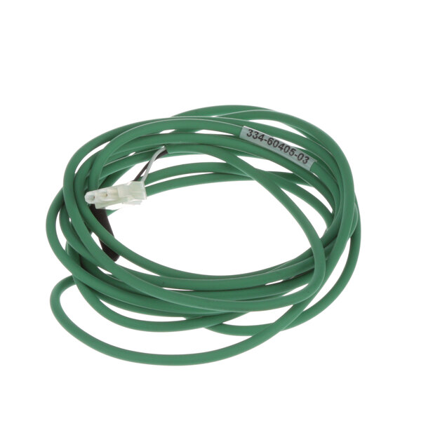 A Traulsen cabinet temperature sensor cable with a green wire and white connector.