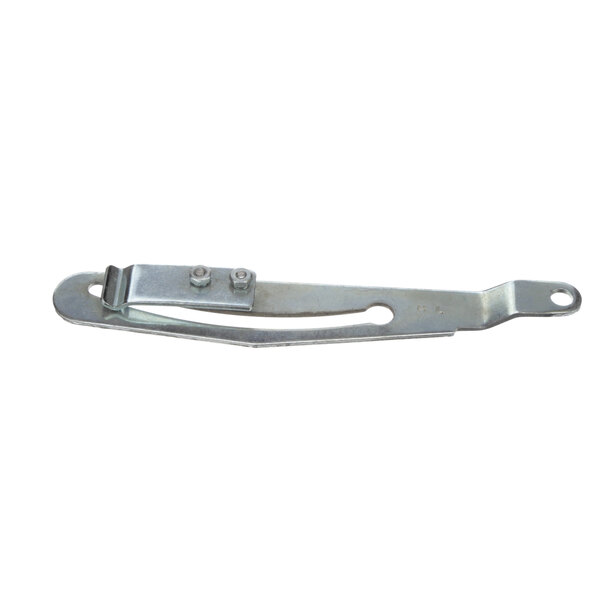 A Master-Bilt hold-open arm for refrigeration equipment with a metal screw on it.