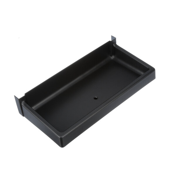 A black plastic rectangular drip tray with a handle.