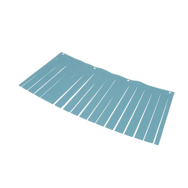 A blue plastic sheet with white lines.