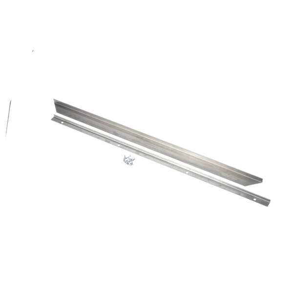 A white metal bar with screws on the ends.