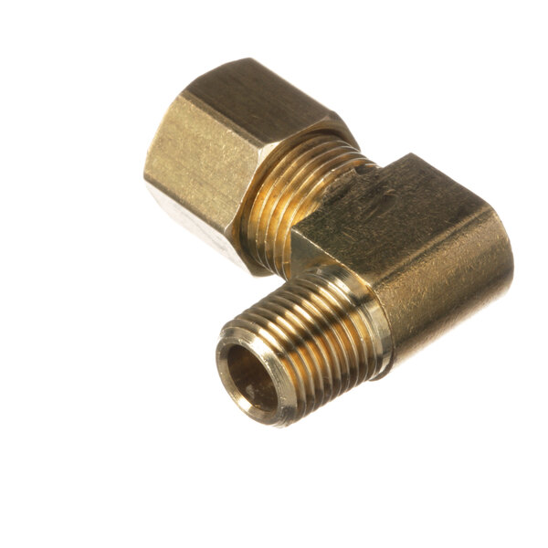 A Groen brass elbow pipe fitting with threaded ends.