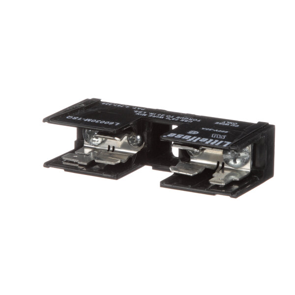 A black rectangular Merrychef 30a fuse holder with metal parts and black electrical connectors.