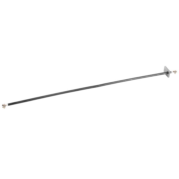 A long black metal rod with a white metal post.