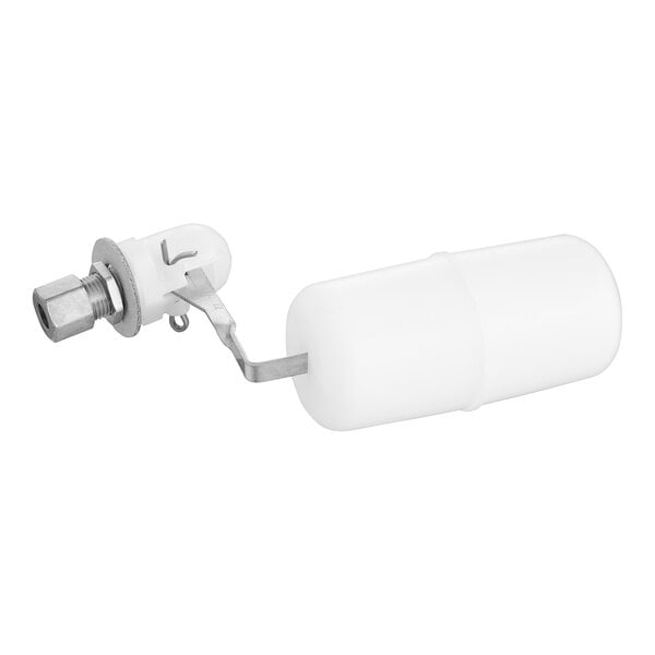 A white plastic cylinder with a metal rod.