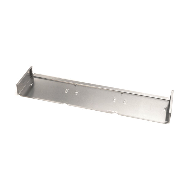 A stainless steel Frymaster fluecap shelf with holes.