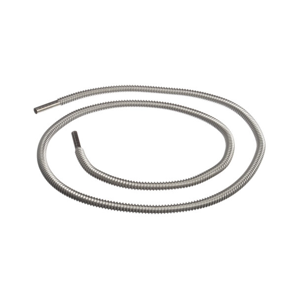 A stainless steel flexible metal hose with a metal end.