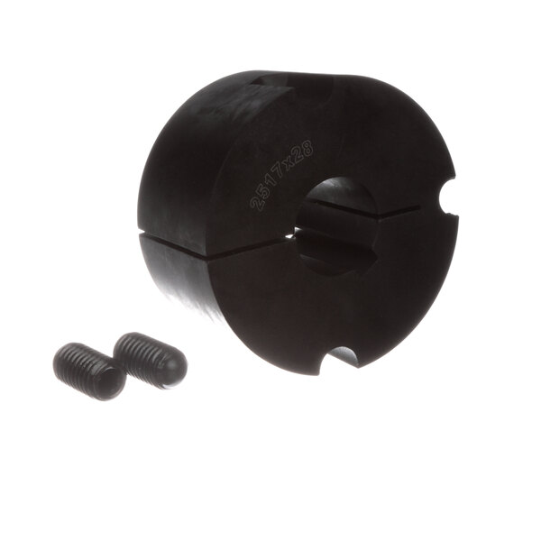 A black round Taper Bushing with screws.