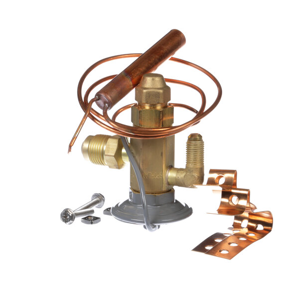 A Traulsen expansion valve with a copper tube connected to a metal tube.