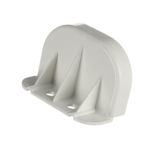 A white plastic Master-Bilt lamp shield cap with two holes.