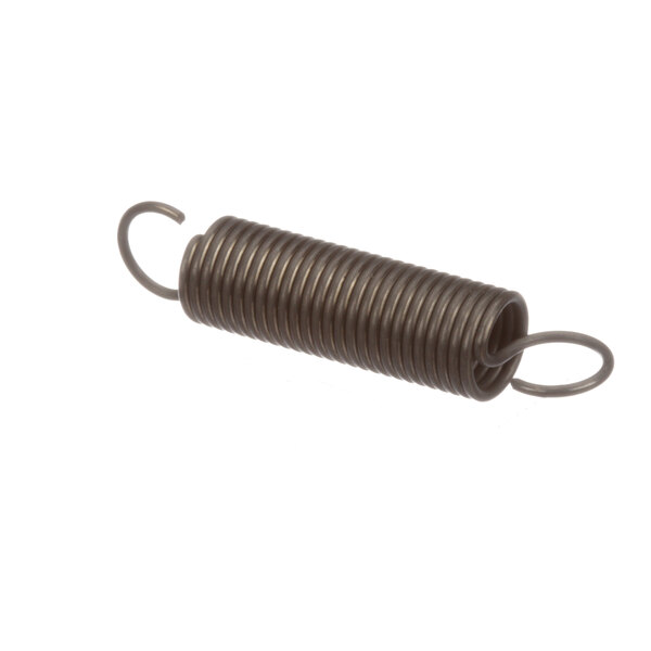 A metal spring with a hook on one end.