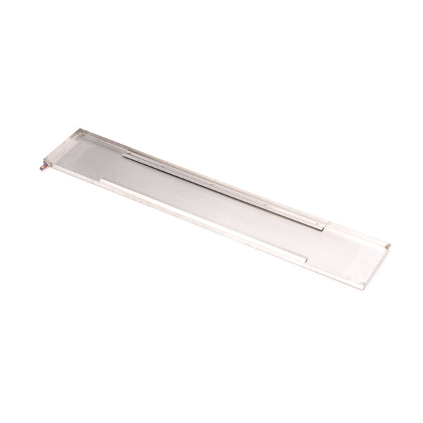 A white rectangular plastic Norlake evap drain pan with a silver handle.