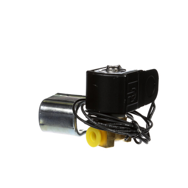 A small black and yellow Champion pressure valve with wires.