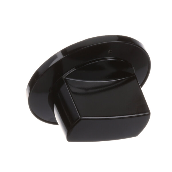 A black plastic knob with a round base.