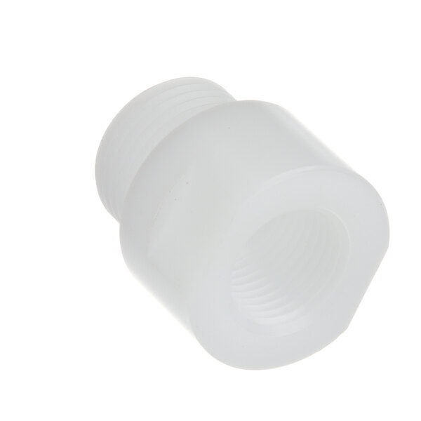 A white plastic pipe fitting.