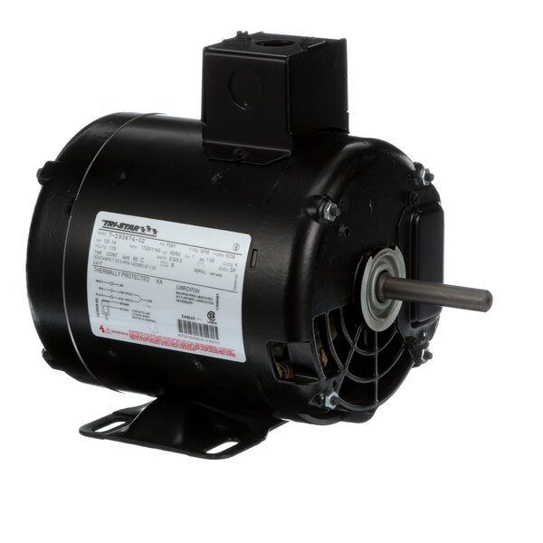 A black Tri-Star electric motor with a white label.