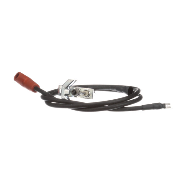 A black cable with a red connector and a red wire.