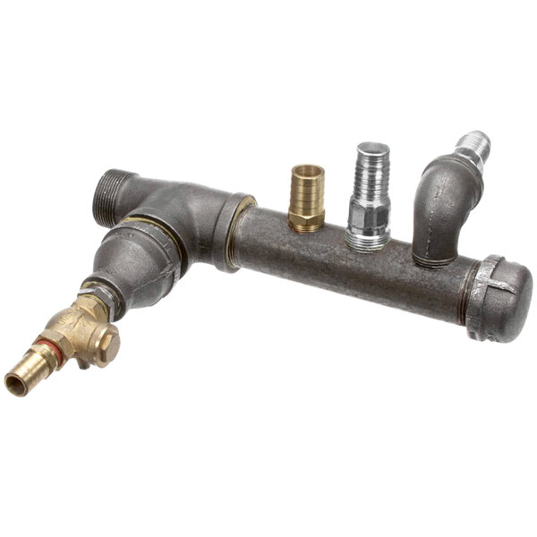A Cleveland Gemini metal drain pipe with brass connectors.