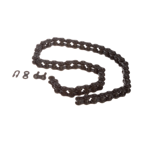 A black chain with a screw on it.