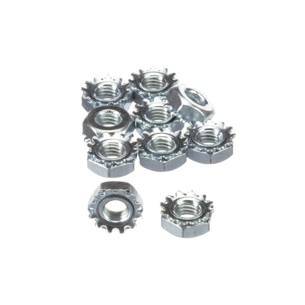 A group of Antunes metal nuts on a white background.