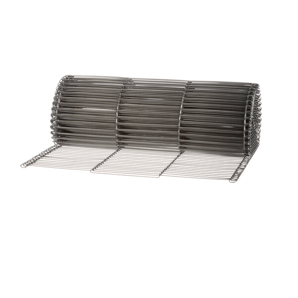 A TurboChef conveyor belt with metal rods and a wire mesh.