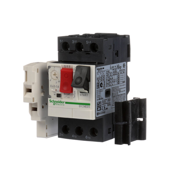 A black Champion Overload circuit breaker with two wires and a switch.