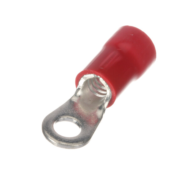 A red Hatco wire nut with metal clips.