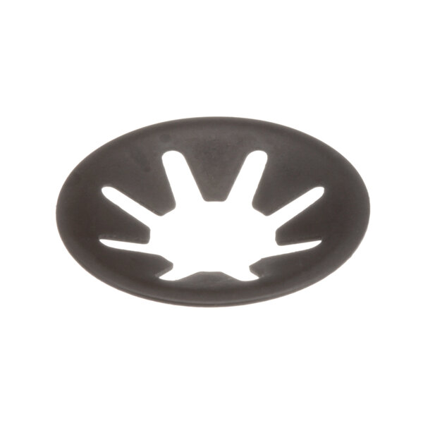 A black plastic Cleveland Clip with star-shaped holes.