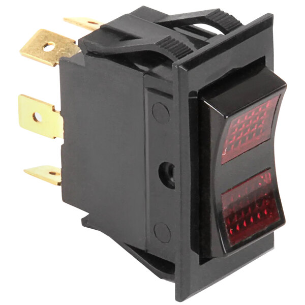A black Tri-Star lighted rocker switch with red lights.