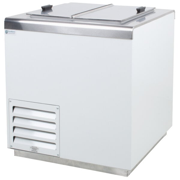 A white Excellence Ice Cream Dipping Cabinet with flip lids.