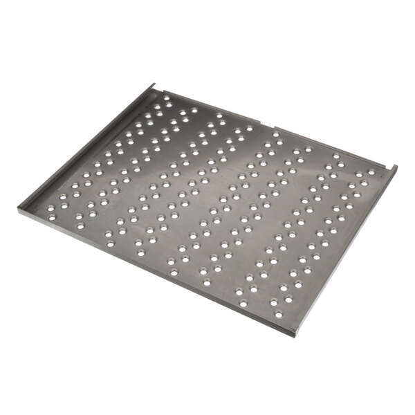 A stainless steel Lincoln Finger Plate Bottom with holes.