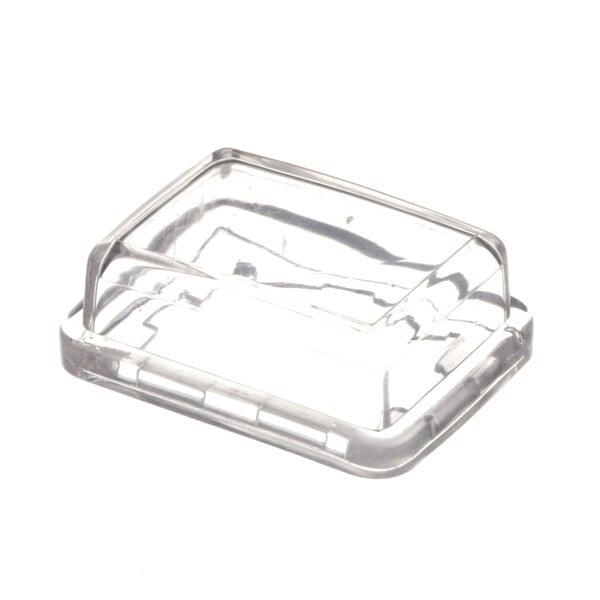A clear plastic lid with a small hole.