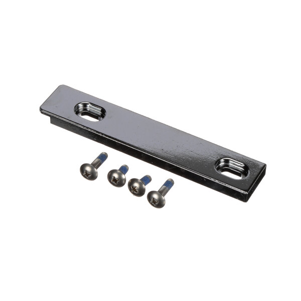 A stainless steel Cres Cor latch with screws and nuts.
