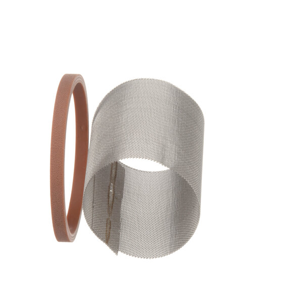 A stainless steel wire mesh ring with a rubber seal.