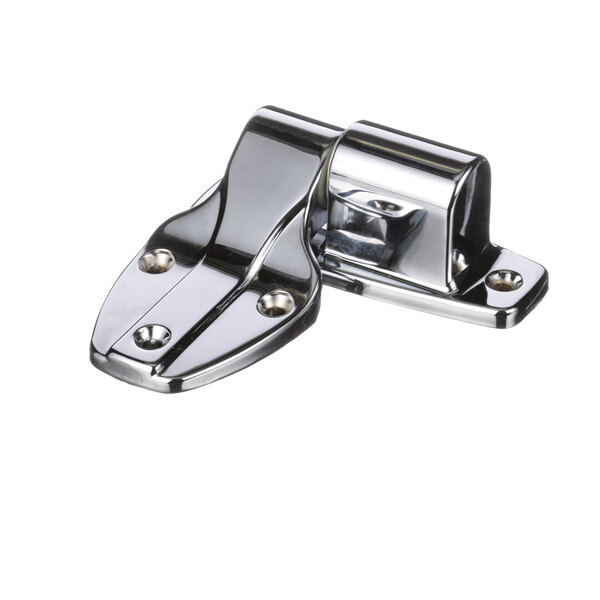 A close-up of a chrome steel Norlake hinge.
