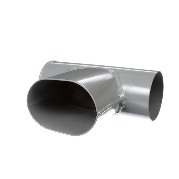 A grey Frymaster drain pipe with a closed center spout.