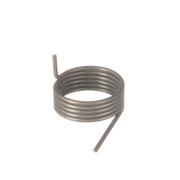 A close-up of a Fetco 85004 Brew Handle Return Spring, a coil spring with a metal wire on top.