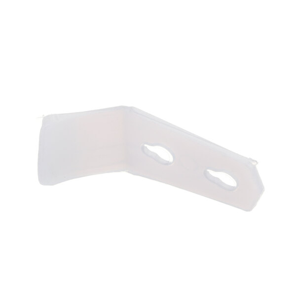 A white plastic Univex Blade Scraper bracket with two holes.
