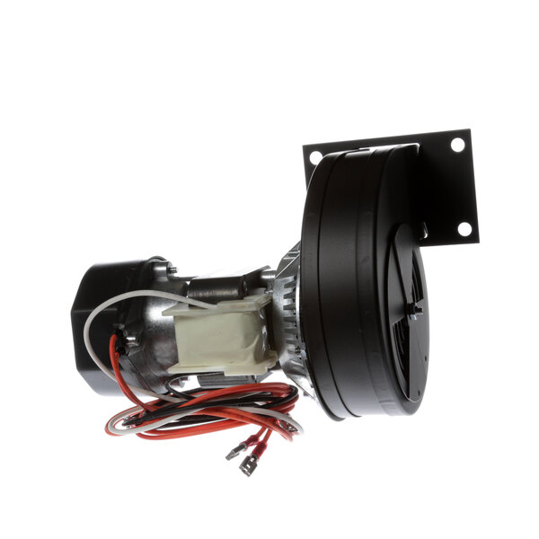 A black round motor with wires.
