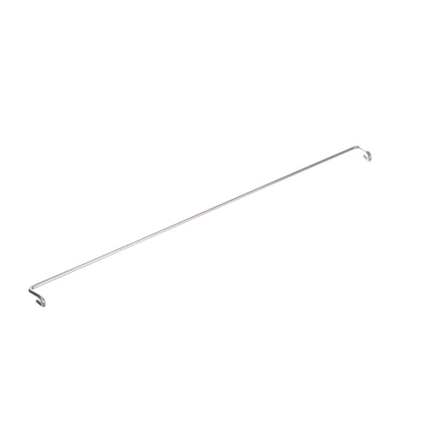 A long thin stainless steel rod with a white background.