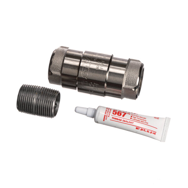 A stainless steel Frymaster check valve kit with tubes and a tube fitting.
