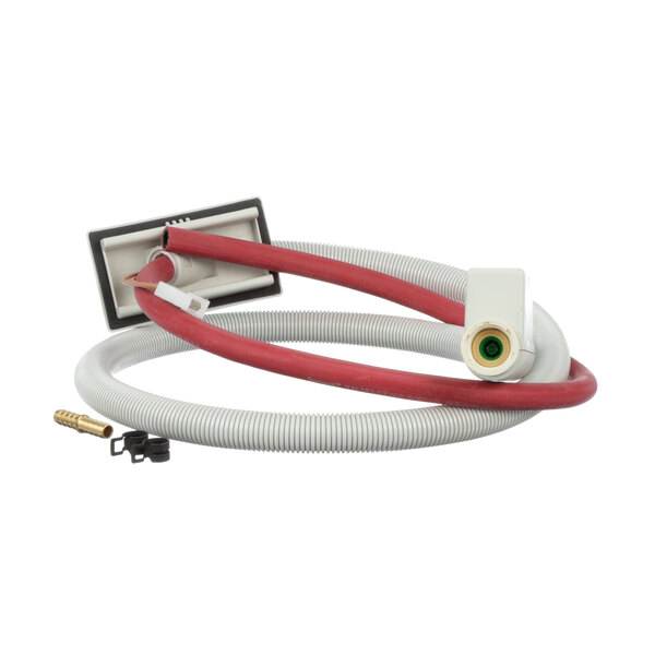 A Meiko Aquastop hose assembly with red and white connectors.