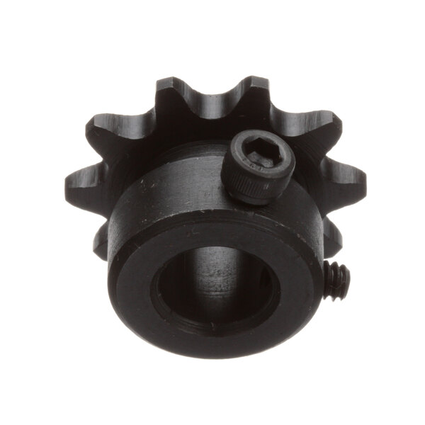 A black Nieco 6006 sprocket with a screw on it.