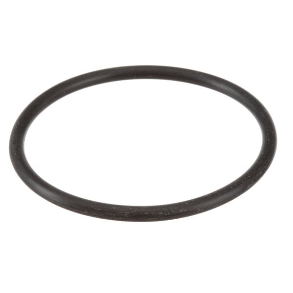 A black rubber gasket with a round shape on a white background.
