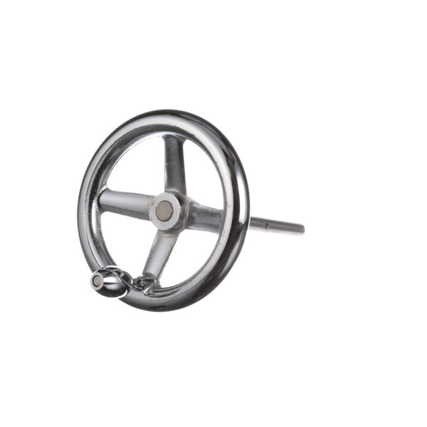 A metal wheel with a handle.