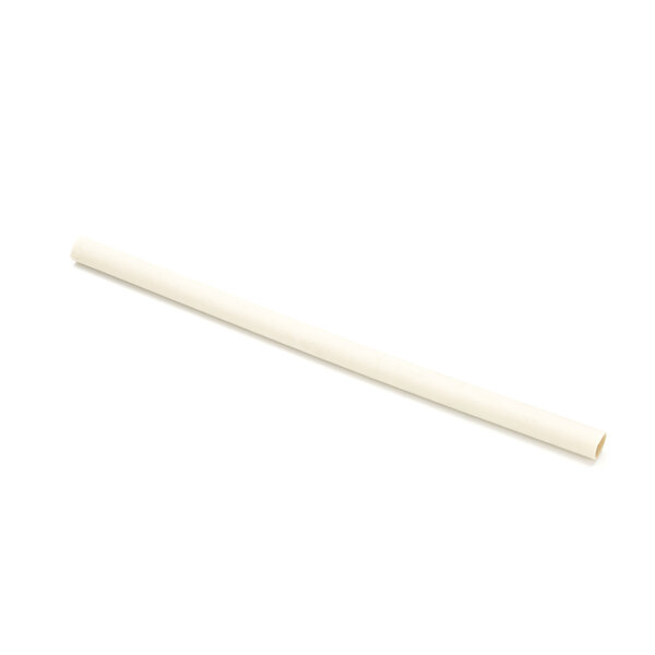 A white plastic tube with a curved end on a white background.